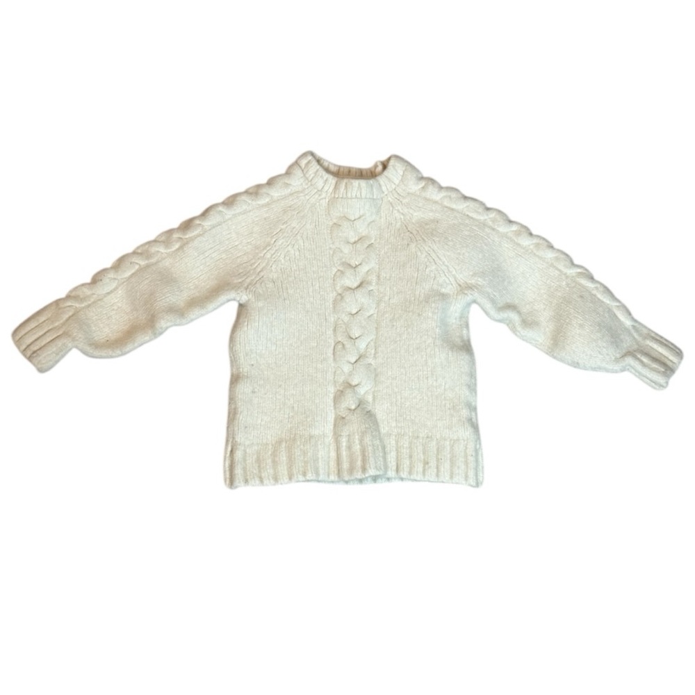 Triona Design Unisex Irish Cable Knit Wool Cashmere Cream Toddler Sweater 3T - Picture 2 of 6